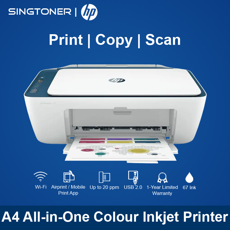 [Local Warranty] HP DeskJet 2723 2723e All-in-One Printer DJ2723 D2723 2723 Wireless Print Scan Copy replacement of deskjet 2623 D2623 2621 D2621 3630 2620 2130 colour printer color printer