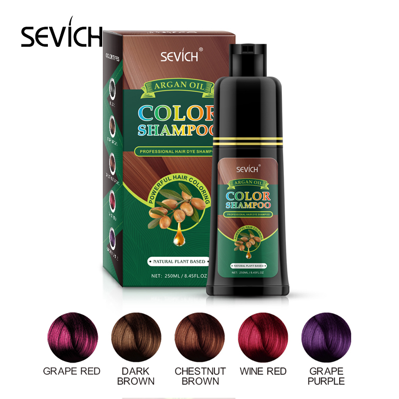 SEVICH Natural Herbal Essence Shampoo 250ML Permanent Grey Hair Return Black Dye Shampoo